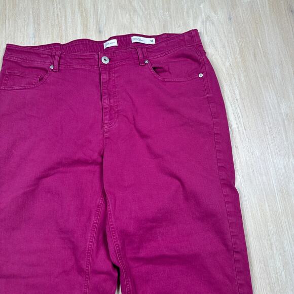 J. Jill Denim High Rise Straight Leg Crop Raw Hem Stretch Burgundy Jeans 18 - Picture 2 of 13